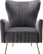 Gray velvet accent chair w/ golden legs by Meridian additional picture 5