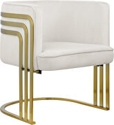 Cream velvet retro contemporary style chair by Meridian additional picture 2