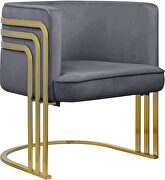 Gray velvet retro contemporary style chair by Meridian additional picture 6
