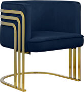 Navy velvet retro contemporary style chair by Meridian additional picture 5