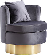 Round glam style gold base velvet upholstery chair by Meridian additional picture 3