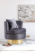Round glam style gold base velvet upholstery chair by Meridian additional picture 5