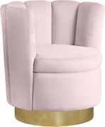 Pink velvet round accent chair w/ gold base by Meridian additional picture 2