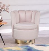 Pink velvet round accent chair w/ gold base by Meridian additional picture 3