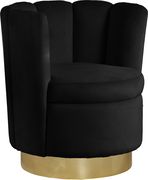 Black velvet round accent chair w/ gold base by Meridian additional picture 2