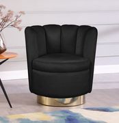 Black velvet round accent chair w/ gold base by Meridian additional picture 3
