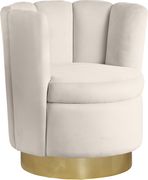 Cream velvet round accent chair w/ gold base by Meridian additional picture 2