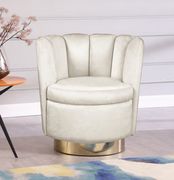 Cream velvet round accent chair w/ gold base by Meridian additional picture 3