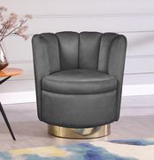 Gray velvet round accent chair w/ gold base by Meridian additional picture 3