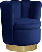 Navy velvet round accent chair w/ gold base by Meridian additional picture 2