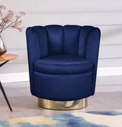 Navy velvet round accent chair w/ gold base by Meridian additional picture 3