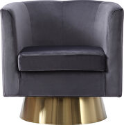 Gray velvet contemporary chair w/ swivel gold base by Meridian additional picture 4