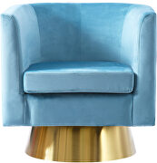 Aqua blue velvet contemporary chair w/ swivel gold base by Meridian additional picture 2