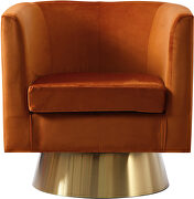 Cognac velvet contemporary chair w/ swivel gold base by Meridian additional picture 4