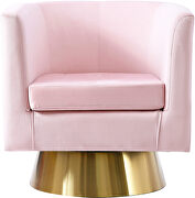 Pink velvet contemporary chair w/ swivel gold base by Meridian additional picture 2