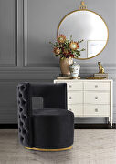 Lounge style rounded back tufted velvet accent chair additional photo 2 of 3