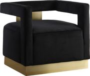 Square black velvet contemporary chair w/ gold by Meridian additional picture 6