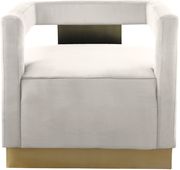 Square cream velvet contemporary chair w/ gold by Meridian additional picture 5