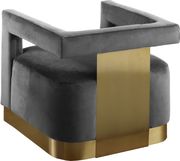Square gray velvet contemporary chair w/ gold by Meridian additional picture 2