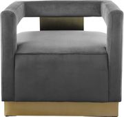 Square gray velvet contemporary chair w/ gold by Meridian additional picture 5