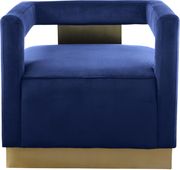 Square navy velvet contemporary chair w/ gold by Meridian additional picture 5