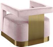 Square pink velvet contemporary chair w/ gold by Meridian additional picture 2