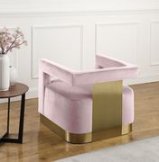 Square pink velvet contemporary chair w/ gold by Meridian additional picture 3