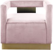 Square pink velvet contemporary chair w/ gold by Meridian additional picture 5