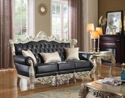 Black tufted bonded leather royal style sofa by Meridian additional picture 2