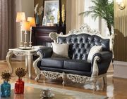 Black tufted bonded leather royal style sofa by Meridian additional picture 3