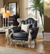 Black tufted bonded leather royal style sofa by Meridian additional picture 4