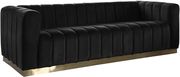 Low-profile contemporary velvet sofa in black by Meridian additional picture 2