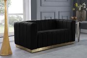 Low-profile contemporary velvet sofa in black by Meridian additional picture 6