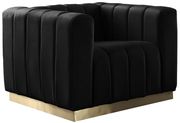 Low-profile contemporary velvet chair in black by Meridian additional picture 2