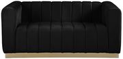 Low-profile contemporary velvet loveseat in black by Meridian additional picture 2