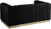 Low-profile contemporary velvet loveseat in black by Meridian additional picture 3