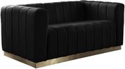 Low-profile contemporary velvet loveseat in black by Meridian additional picture 4