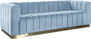Low-profile contemporary velvet sofa in light blue by Meridian additional picture 2