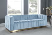 Low-profile contemporary velvet sofa in light blue by Meridian additional picture 3