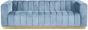 Low-profile contemporary velvet sofa in light blue by Meridian additional picture 4