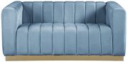 Low-profile contemporary velvet sofa in light blue by Meridian additional picture 6