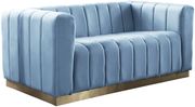 Low-profile contemporary velvet sofa in light blue by Meridian additional picture 7