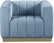 Low-profile contemporary velvet sofa in light blue by Meridian additional picture 8