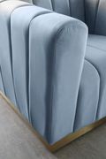 Low-profile contemporary velvet loveseat in light blue by Meridian additional picture 4