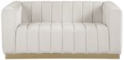 Low-profile contemporary velvet sofa in cream by Meridian additional picture 4