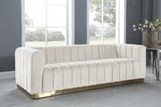 Low-profile contemporary velvet sofa in cream by Meridian additional picture 8