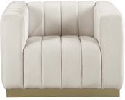 Low-profile contemporary velvet chair in cream by Meridian additional picture 4