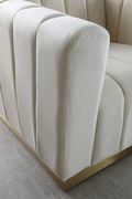 Low-profile contemporary velvet lovseat in cream by Meridian additional picture 2