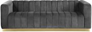 Low-profile contemporary velvet sofa in gray by Meridian additional picture 4