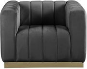 Low-profile contemporary velvet sofa in gray by Meridian additional picture 5